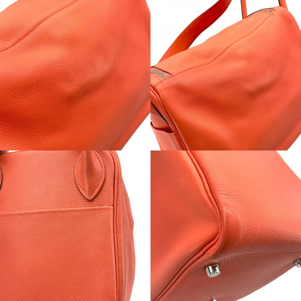 HERMES Lindy 30 Handbag in Flamingo with Silver Hardware