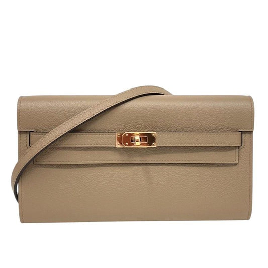 HERMES Kelly To Go W刻 Beige Marfa Gold Hardware Shoulder Bag