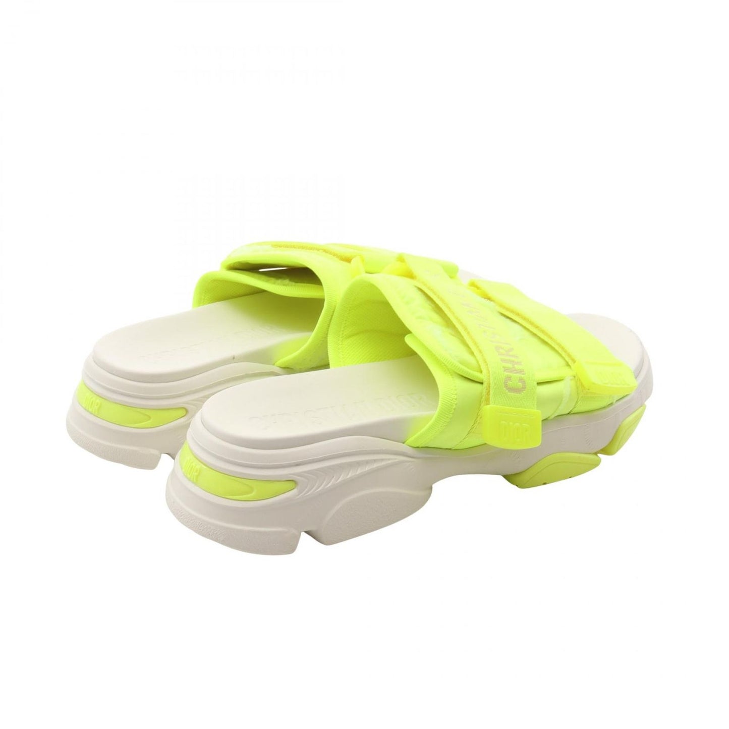 Dior Logo Sandals - Elegant White & Yellow Fabric Design