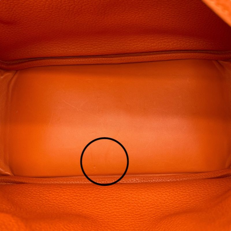 HERMES Lindy 30 Orange Togo Leather Shoulder Bag with Silver Hardware