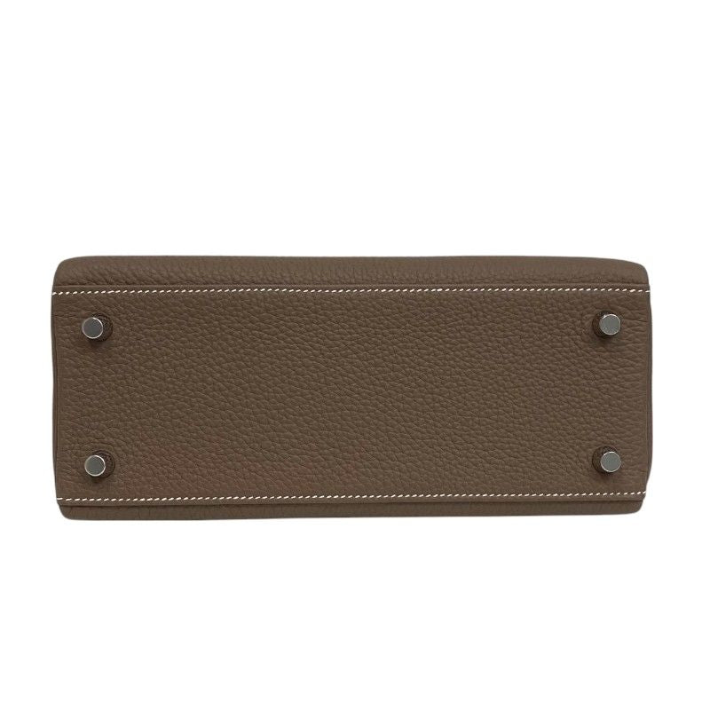 HERMES Kelly 25 Etoupe Togo Handbag with Silver Hardware