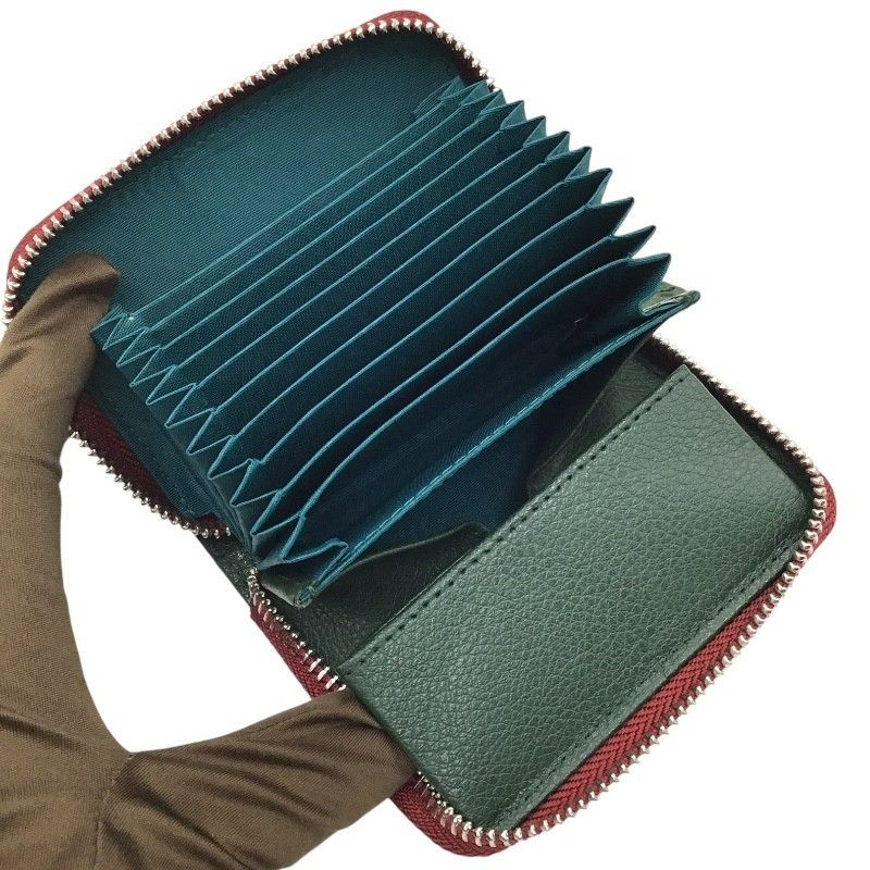 Exquisite Green Crocodile Leather Round Zipper Card Case