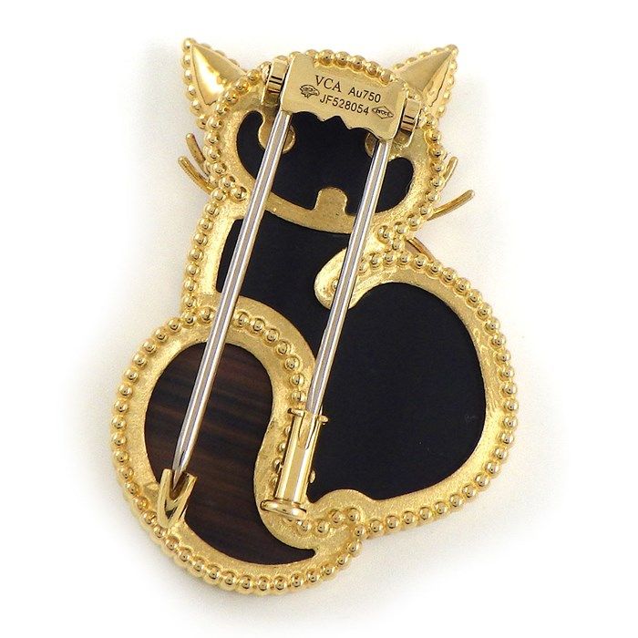 Van Cleef & Arpels Lucky Animals Cat Brooch in K18YG with Onyx & Obsidian