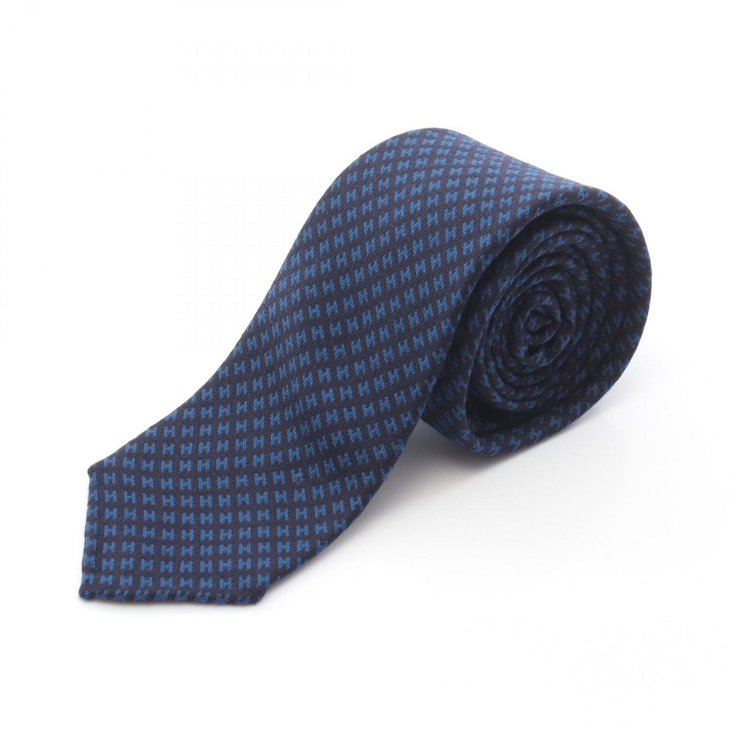 HERMES H Pattern Wool Tie - Unused Luxury Accessory