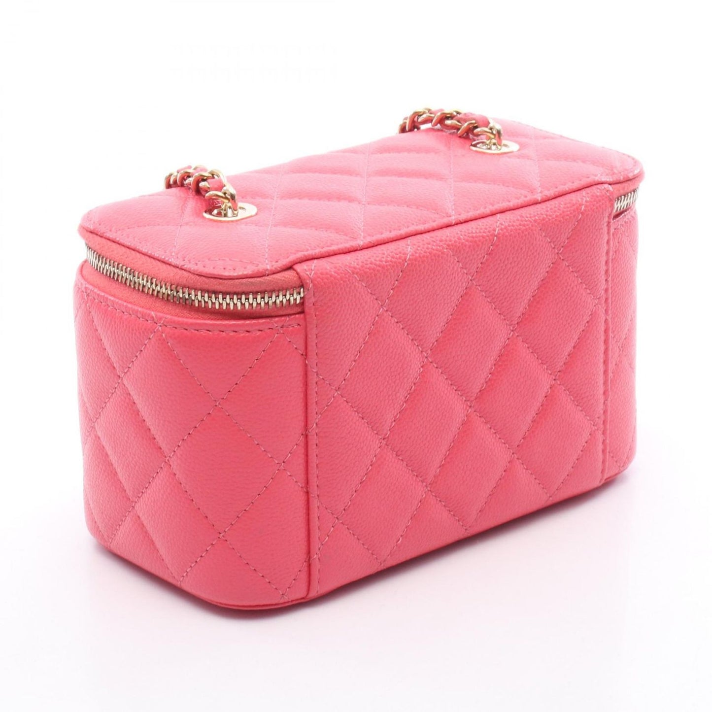 CHANEL Matelassé Vanity Shoulder Bag in Pink Caviar Leather