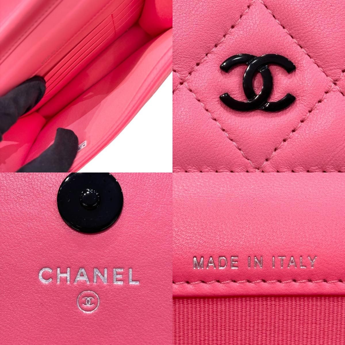 CHANEL Matelassé Chain Wallet AP3745 in Pink Lambskin