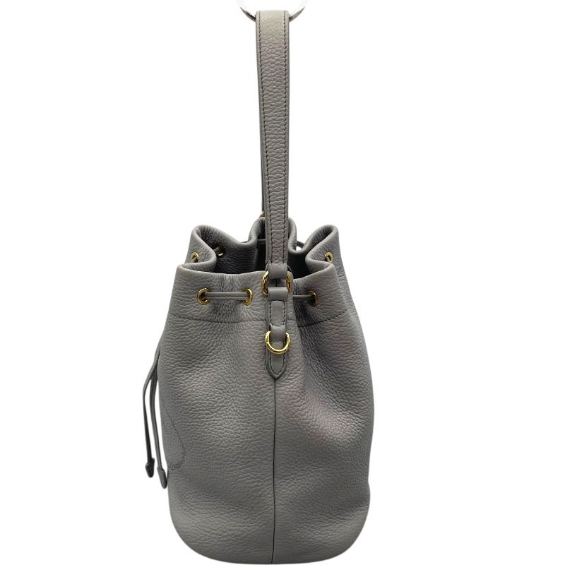PRADA Logo Shoulder Bag 1BE018 in Light Grey Leather
