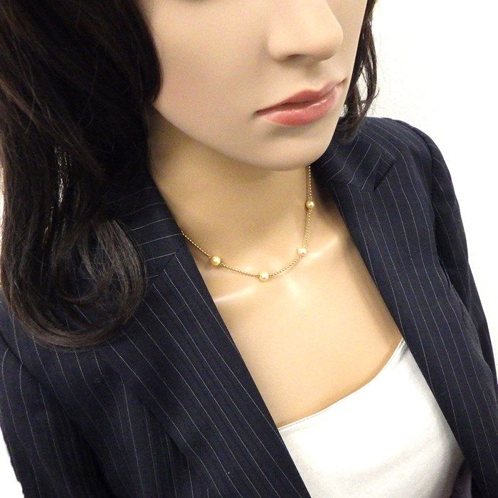 MIKIMOTO 7-Point Pearl Station Necklace in K18 Yellow Gold