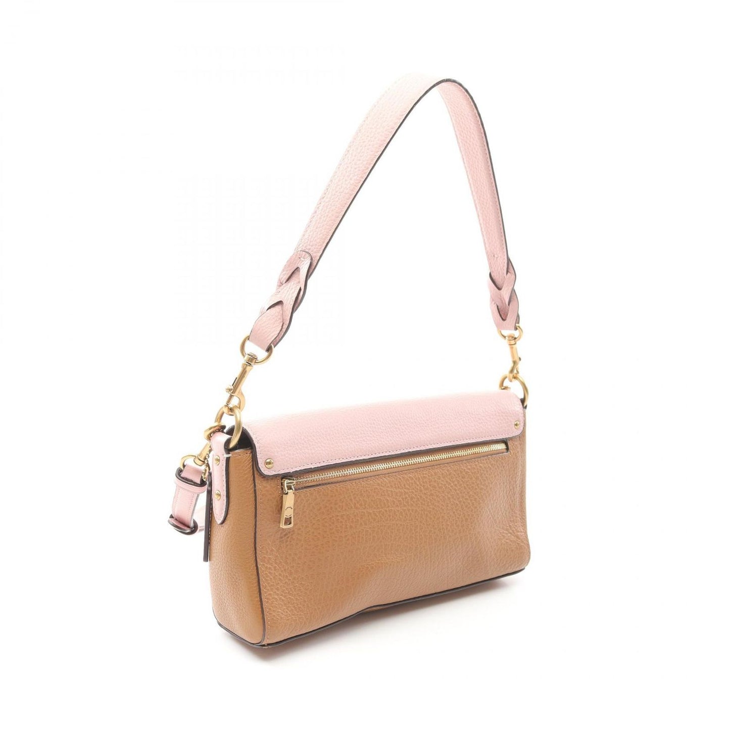 COACH 2-Way Leather Shoulder Bag in Pink & Camel - Timeless Elegance