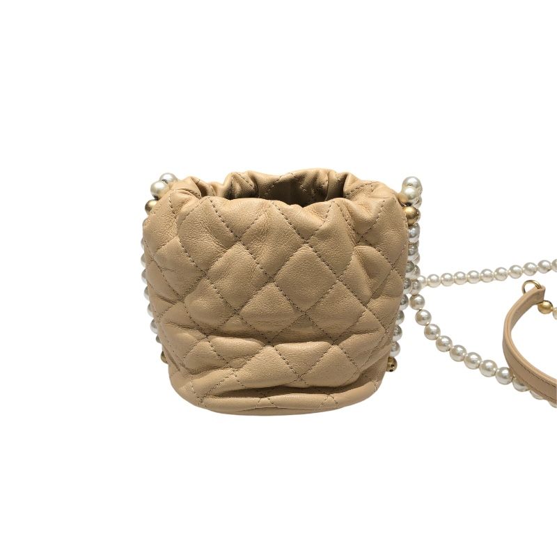 CHANEL Pearl Chain Shoulder Bag AS2529 in Beige with Gold Hardware