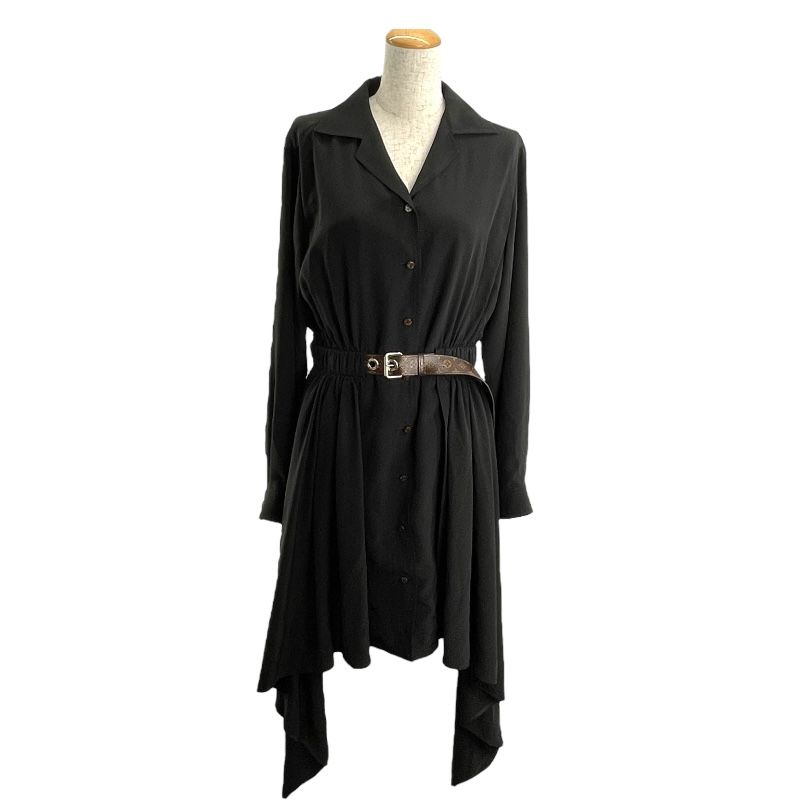 Louis Vuitton Asymmetrical Belt Dress in Black Silk - Size 34