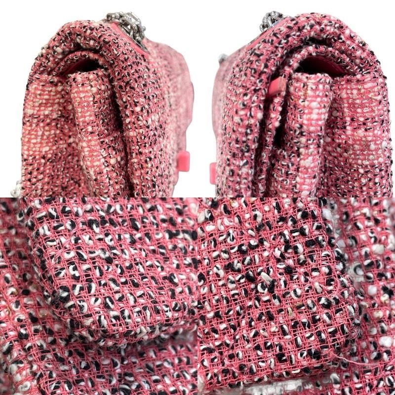 CHANEL 2.55 Tweed Shoulder Bag in Pink & Silver Hardware