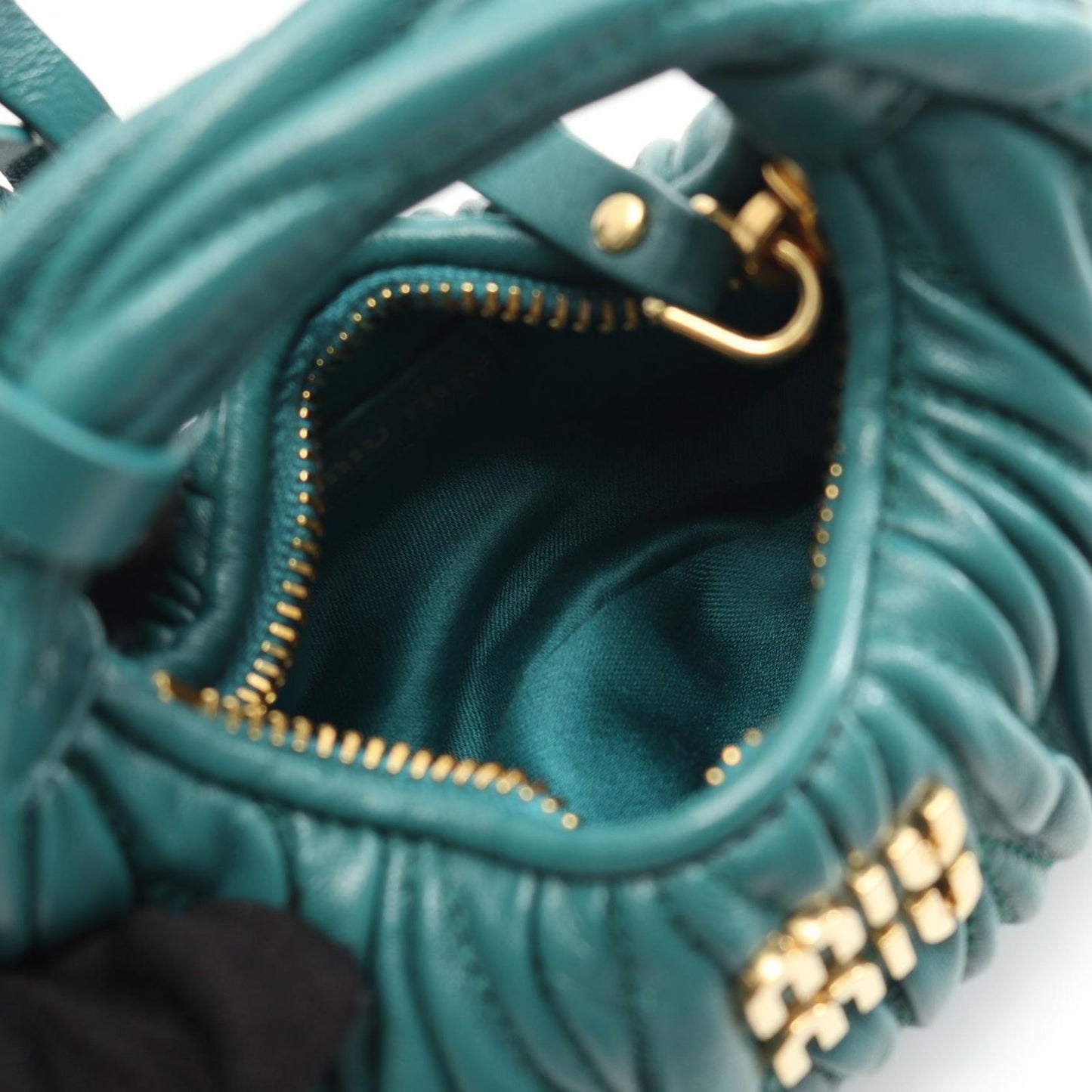 Miu Miu Wonder Matelassé Micro Hobo Bag - Green Leather