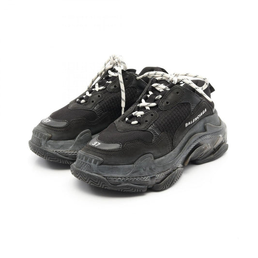 BALENCIAGA Triple S CLEAR SOLE Sneakers - Black Leather, Size 37