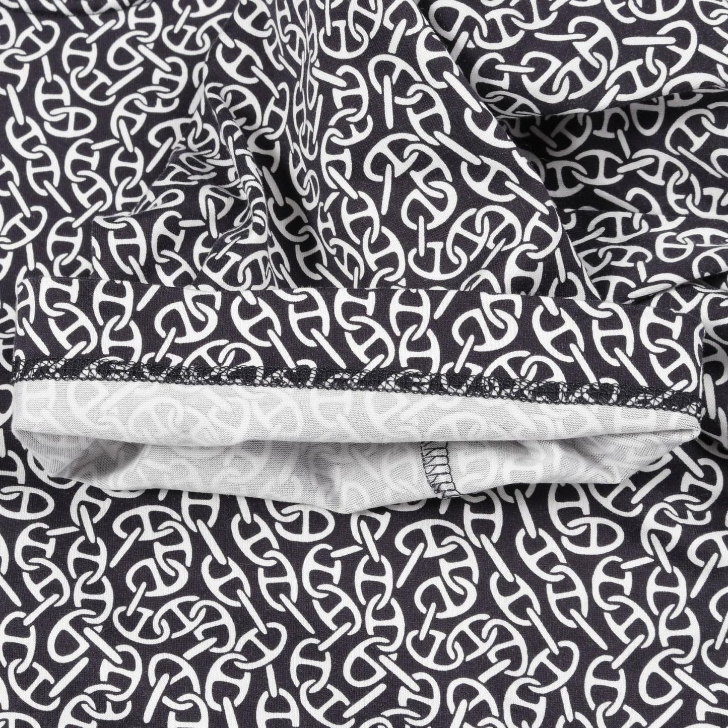 HERMES Naoussa Chaine Print Cotton T-Shirt - Navy - Size 42