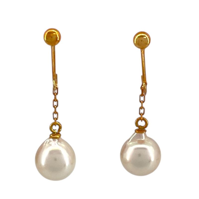 Exquisite K18 Gold Pearl Earrings - Timeless Elegance