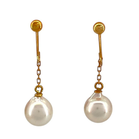 Exquisite K18 Gold Pearl Earrings - Timeless Elegance