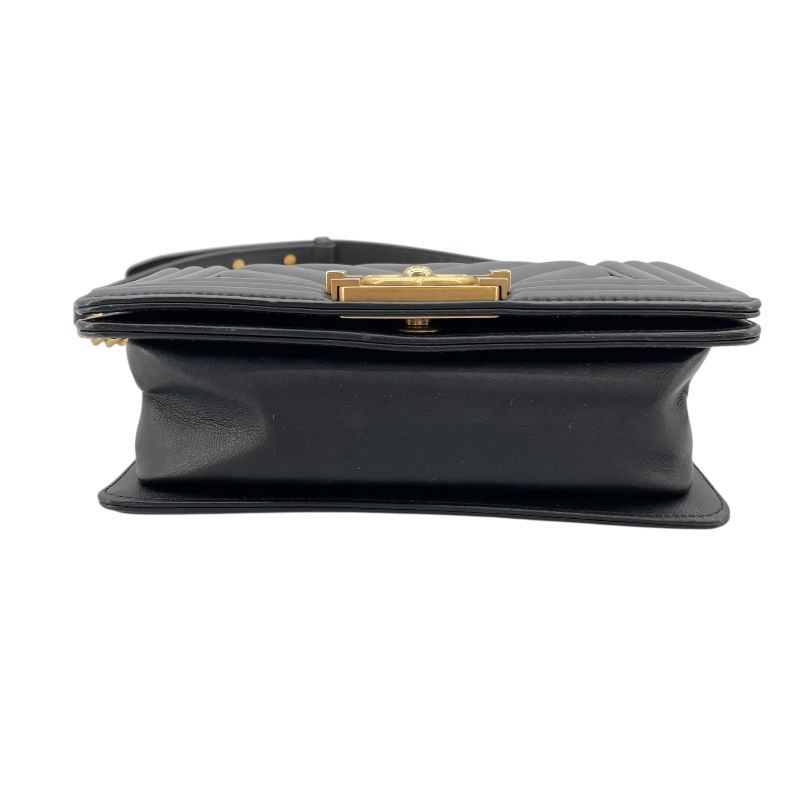 CHANEL Boy Chanel 20 V-Stitch Black Lambskin Shoulder Bag