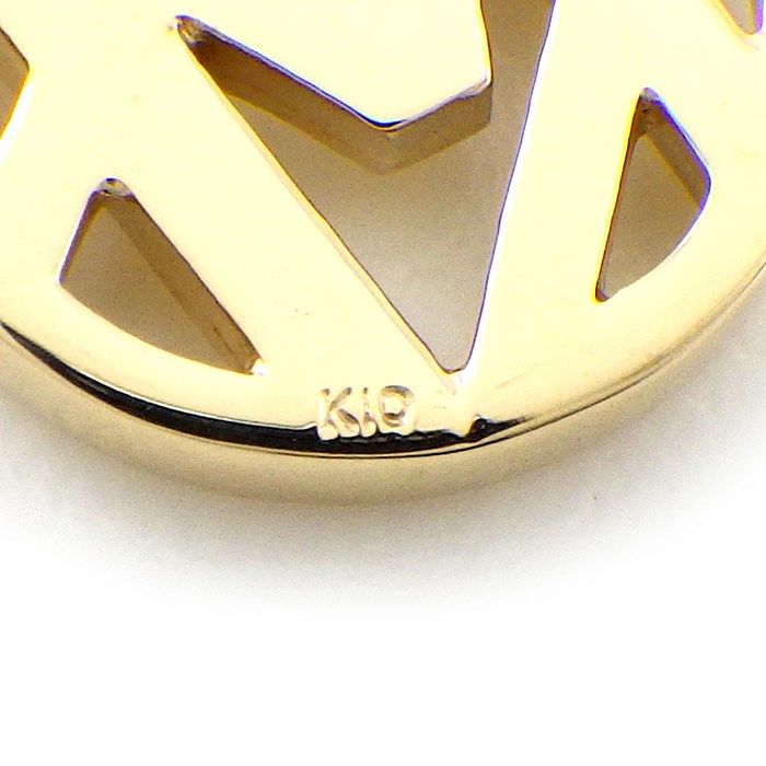 K10YG Round Circle Initial Necklace - Elegant Personalization