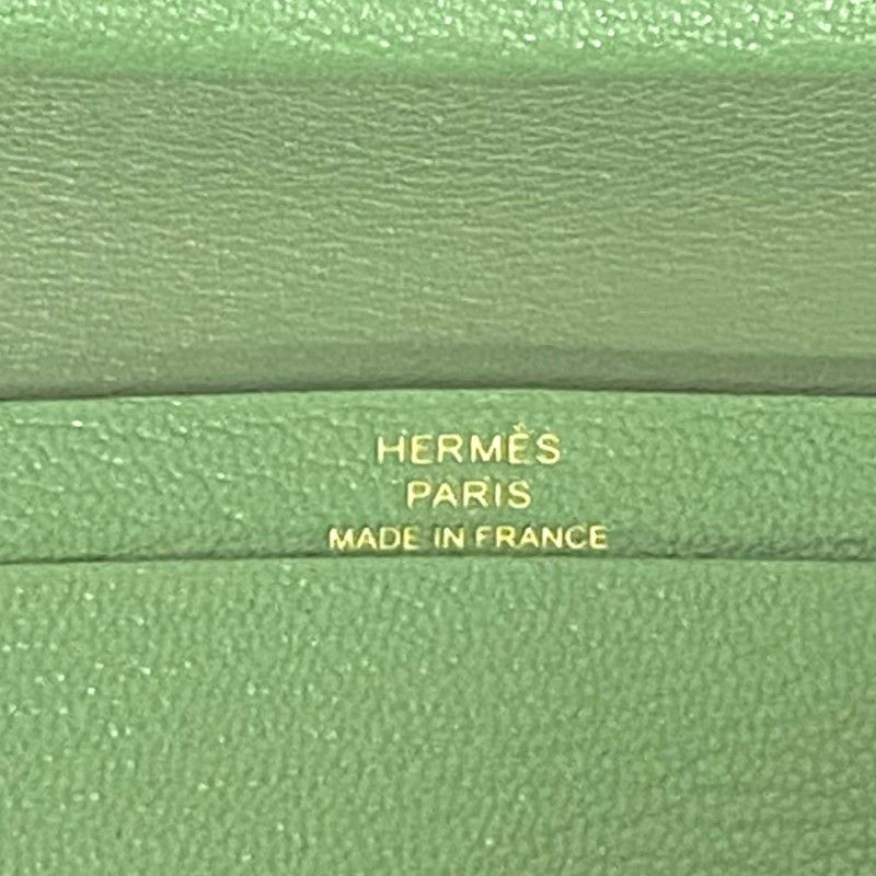 HERMES Mini Bearn Wallet in Cricket Green with Gold Hardware