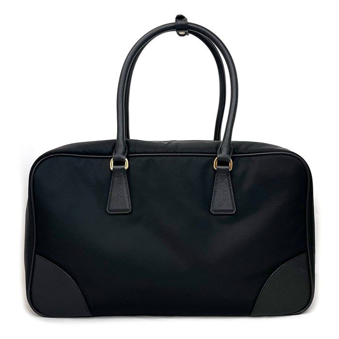 PRADA Re-Edition 1978 Large Tote Bag in Black Nylon & Saffiano Leather