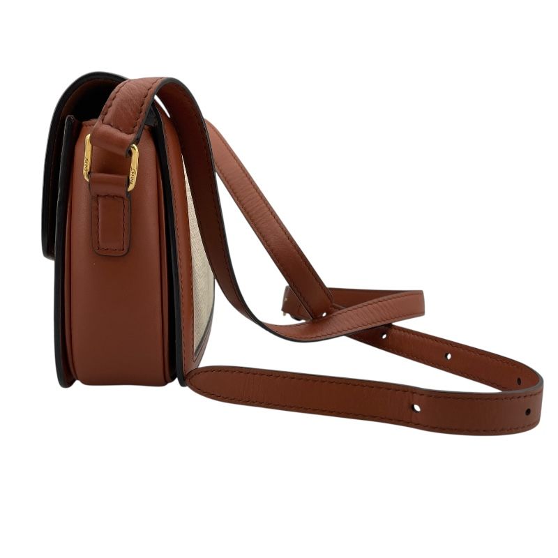 CELINE Teen Triomphe Shoulder Bag in Natural Tan Calf & Canvas