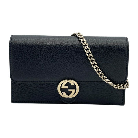 GUCCI Interlocking G Chain Wallet in Black Leather - A Timeless Classic