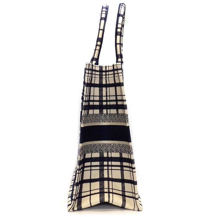 Dior Large Book Tote Bag in Ivory & Navy Canvas - Exquisite Craftsmanship
