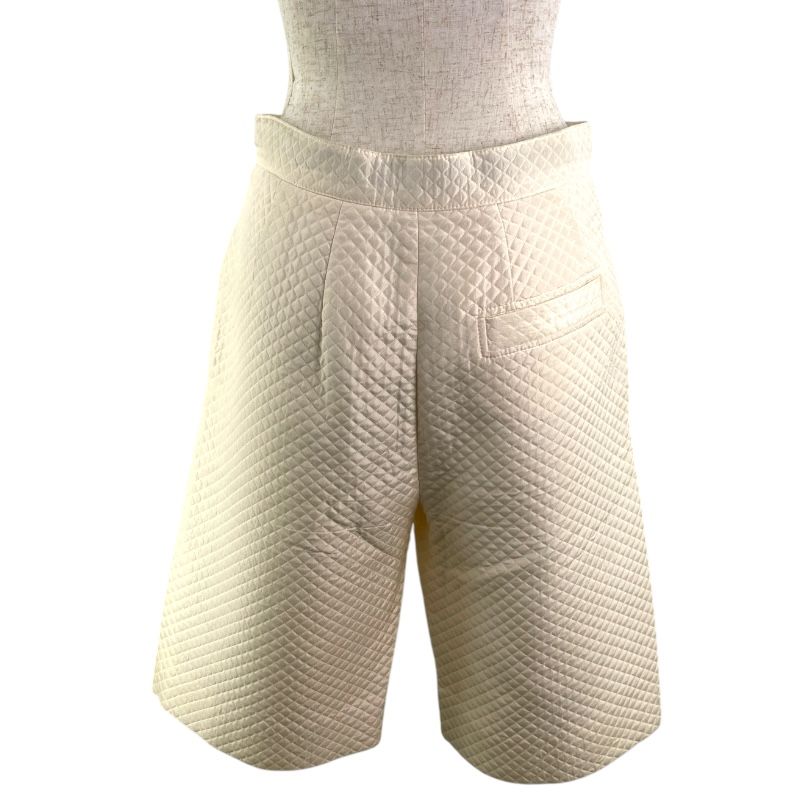 Christian Dior Quilted Silk Shorts in Cream - Size 36