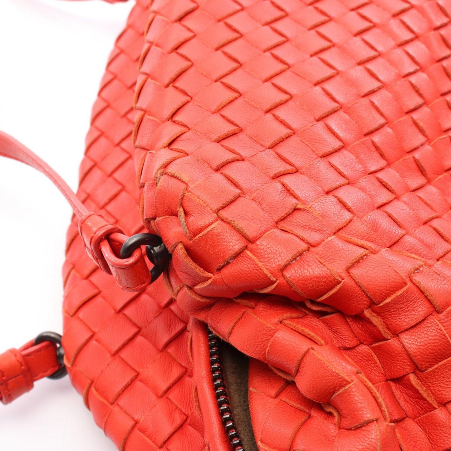 Bottega Veneta Intrecciato Red Leather Shoulder Bag