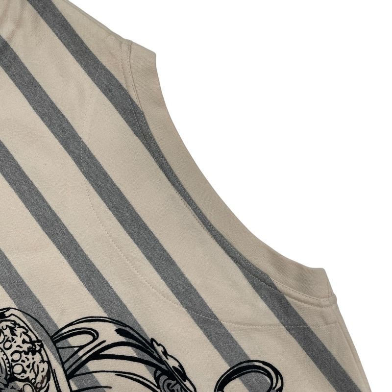 HERMES Ivory Cotton Striped Print T-Shirt for Women