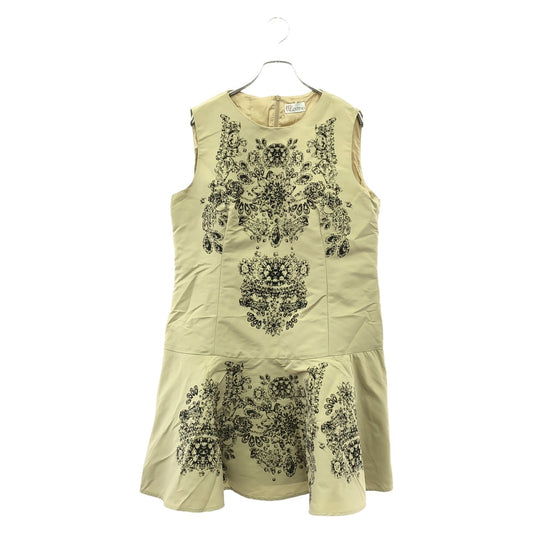 RED VALENTINO Beige & Black Sleeveless Dress - Timeless Elegance