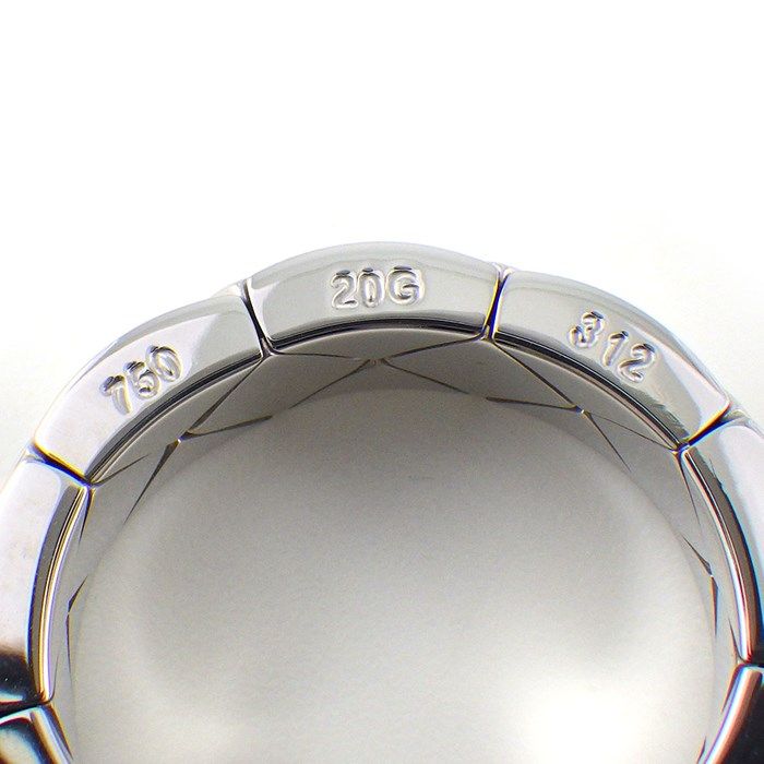 Chanel Matelassé Quilted Logo Ring in K18 White Gold - Size 15