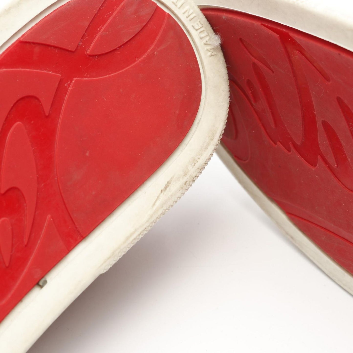 Christian Louboutin Rollerboat Slip-On in Beige/Silver Leather