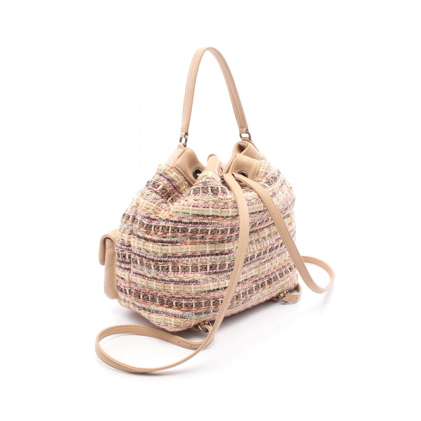 CHANEL Matelassé Coco Mark Backpack in Beige Lambskin