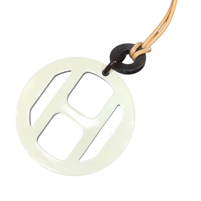 HERMES H Équipe Pendant in Beige & Light Blue Buffalo Horn