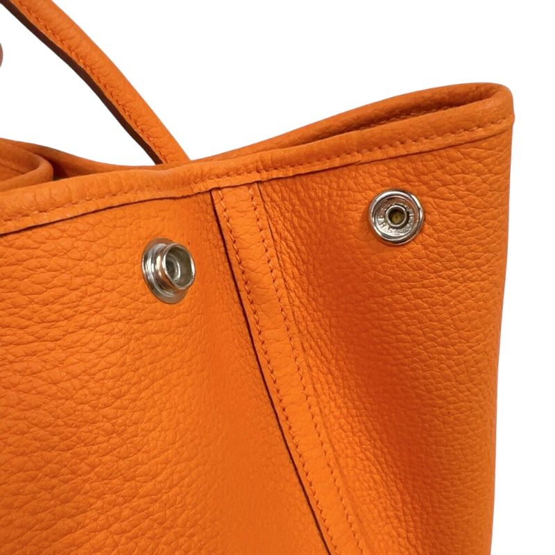 HERMES Garden Party PM Tote Bag - Orange with Silver Hardware