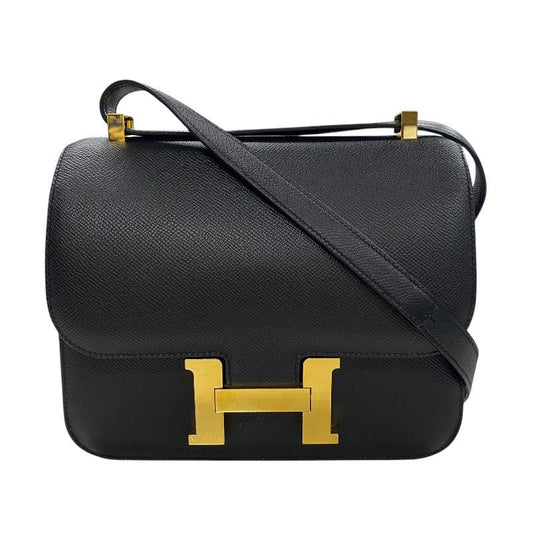 HERMES Constance 3 24 Black & Gold Shoulder Bag - Timeless Elegance