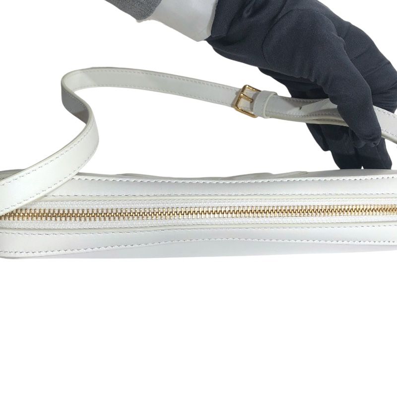 CELINE Quiltrionf Camera Bag in White & Gold Hardware