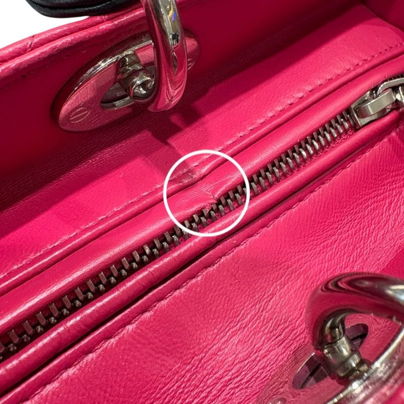 Christian Dior Lady Dior Large Handbag in Pink & Black