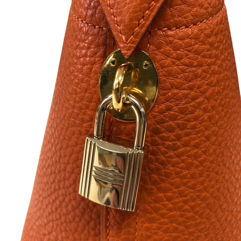 HERMES Bolide 31 Handbag in Orange with Gold Hardware