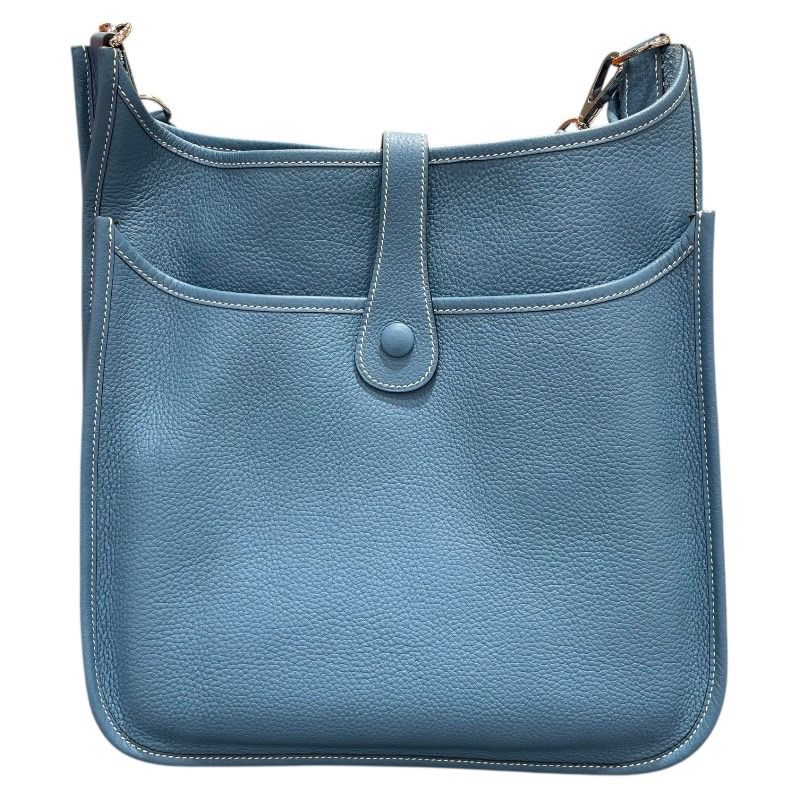 HERMES Evelyne II Blue Jean Togo Leather Shoulder Bag - Exquisite Craftsmanship