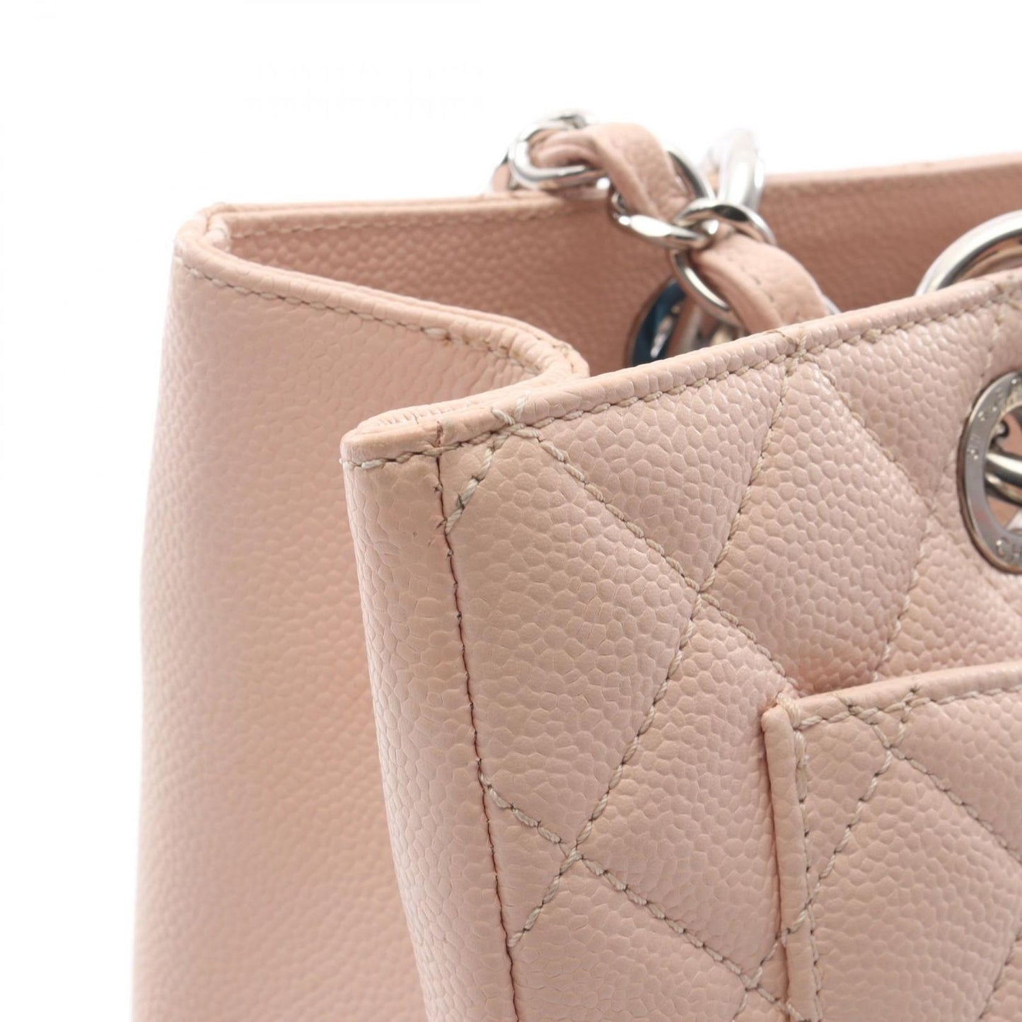 CHANEL Matelassé Grand Shopping Tote in Baby Pink Caviar Skin
