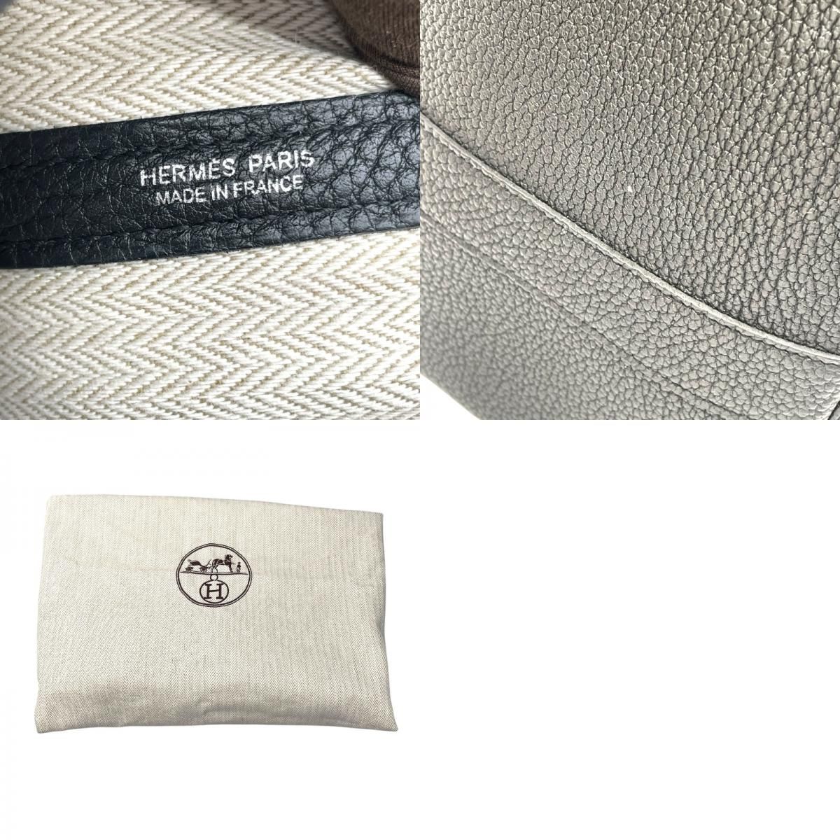 HERMES Garden Party PM Black Negonda Handbag with Silver Hardware