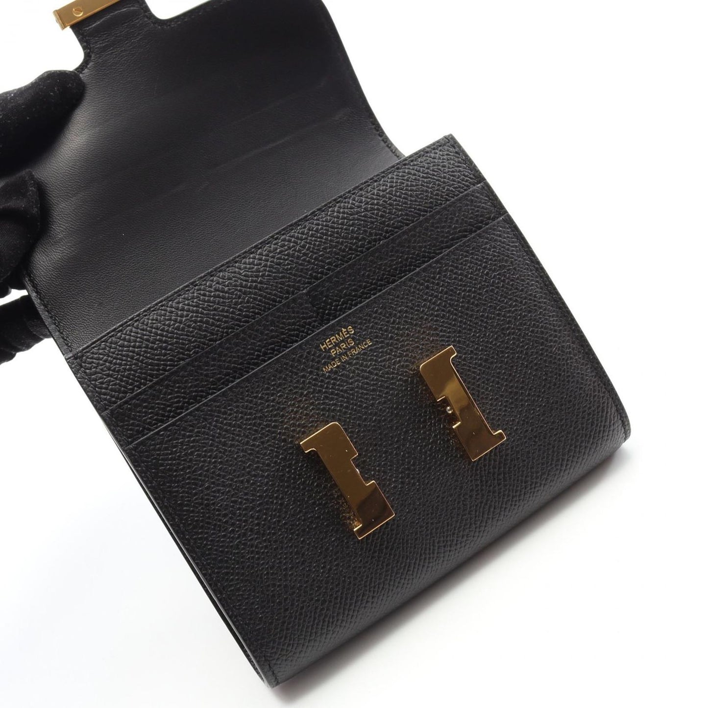 HERMES Constance Compact Wallet in Black - Timeless Elegance