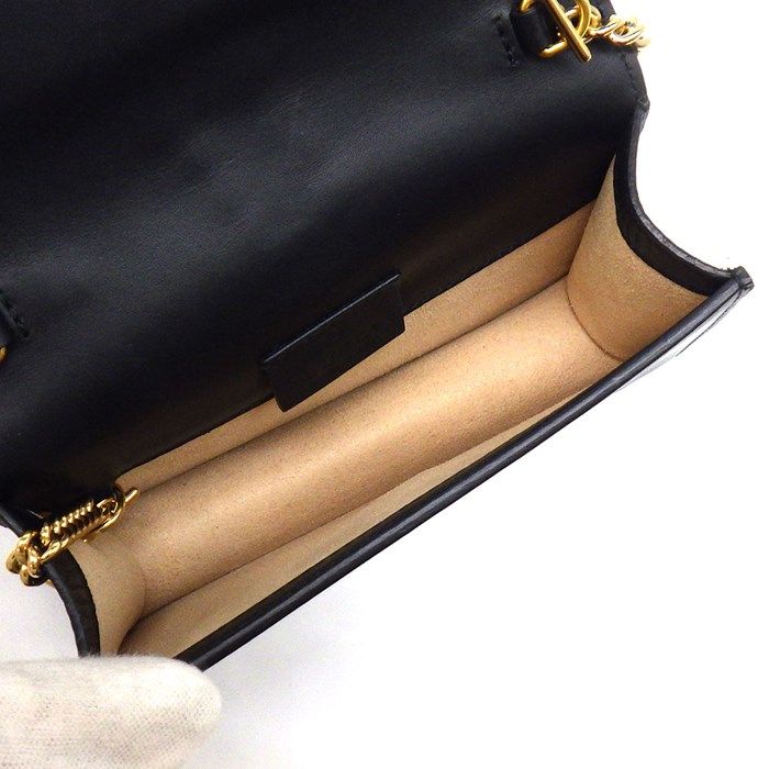 GUCCI Sylvie Super Mini Bag in Black Leather with Gold Hardware