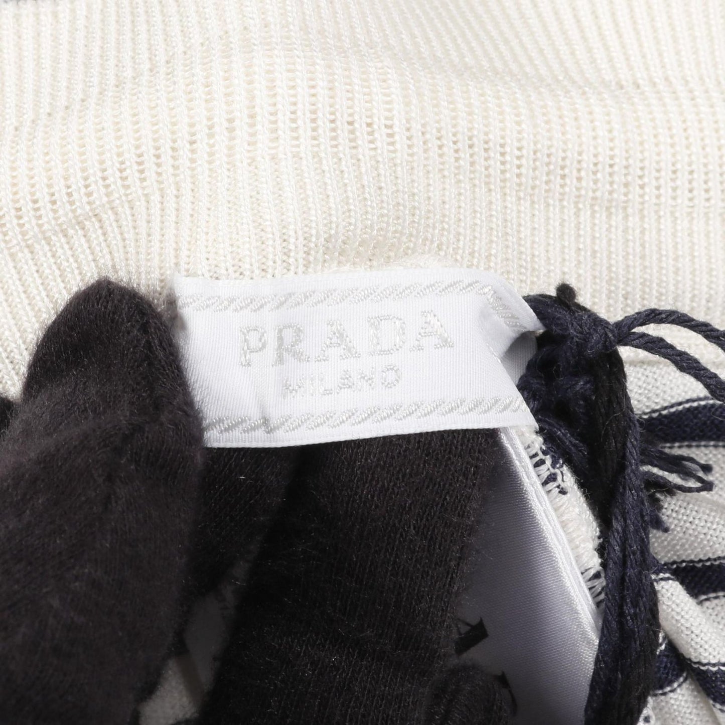 PRADA UMP120 Silk Cotton Pants - Navy/White - Unworn Luxury