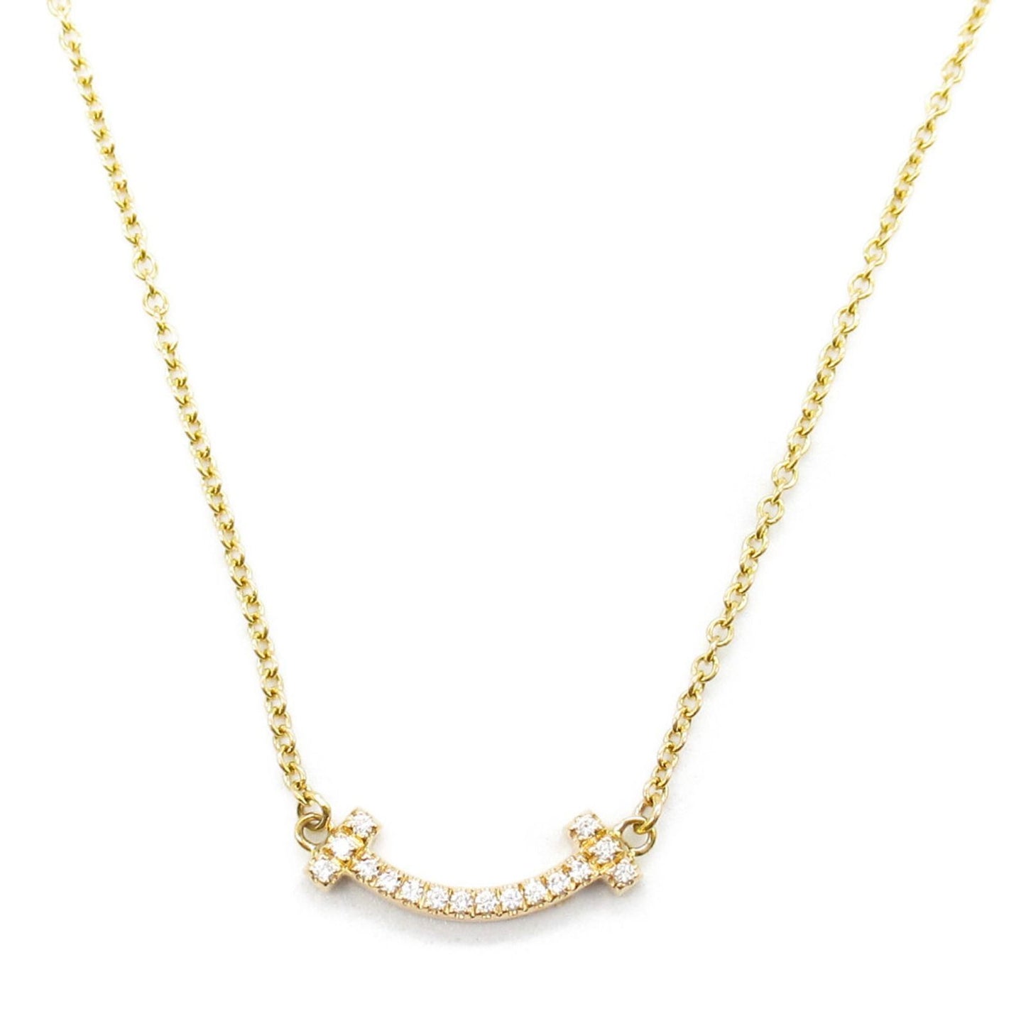 TIFFANY & CO T Smile Mini Diamond Necklace in 18K Yellow Gold