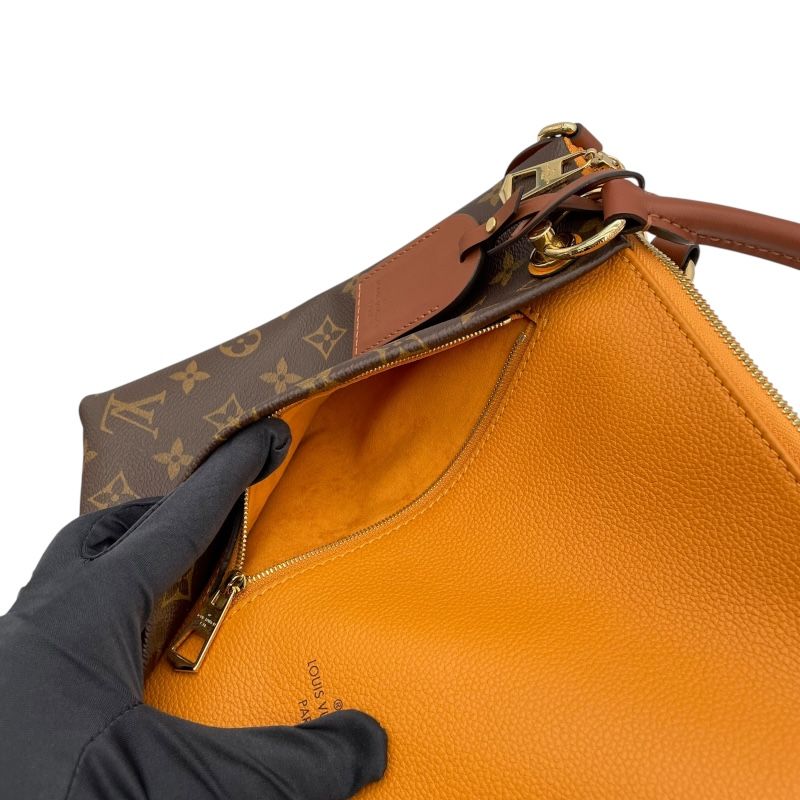 Louis Vuitton V Tote MM in Brown and Saffron Monogram Canvas