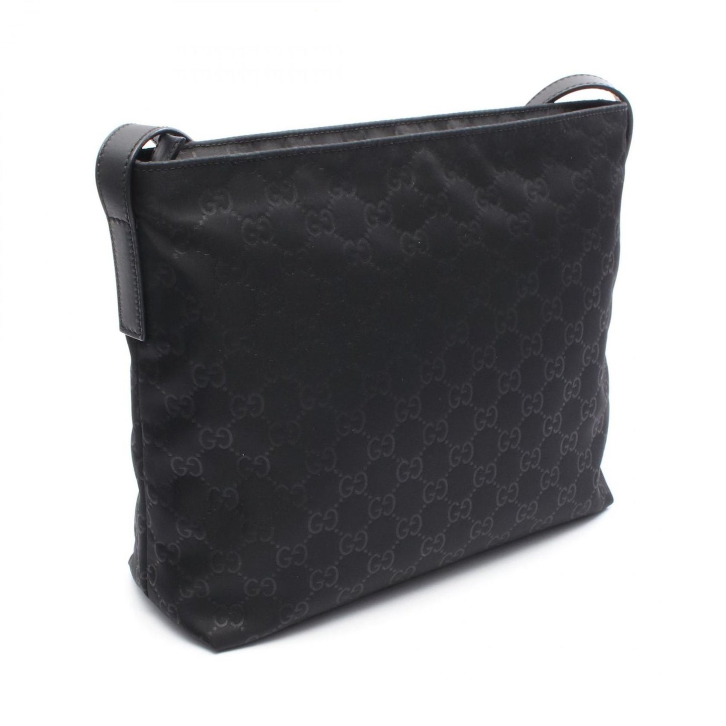 GUCCI GG Pattern Black Nylon & Leather Shoulder Bag - Timeless Elegance